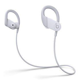 Beats Powerbeats white front view for high-performance wireless listening on the go.