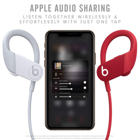 Beats Powerbeats white in-ear fit ideal for running and training.