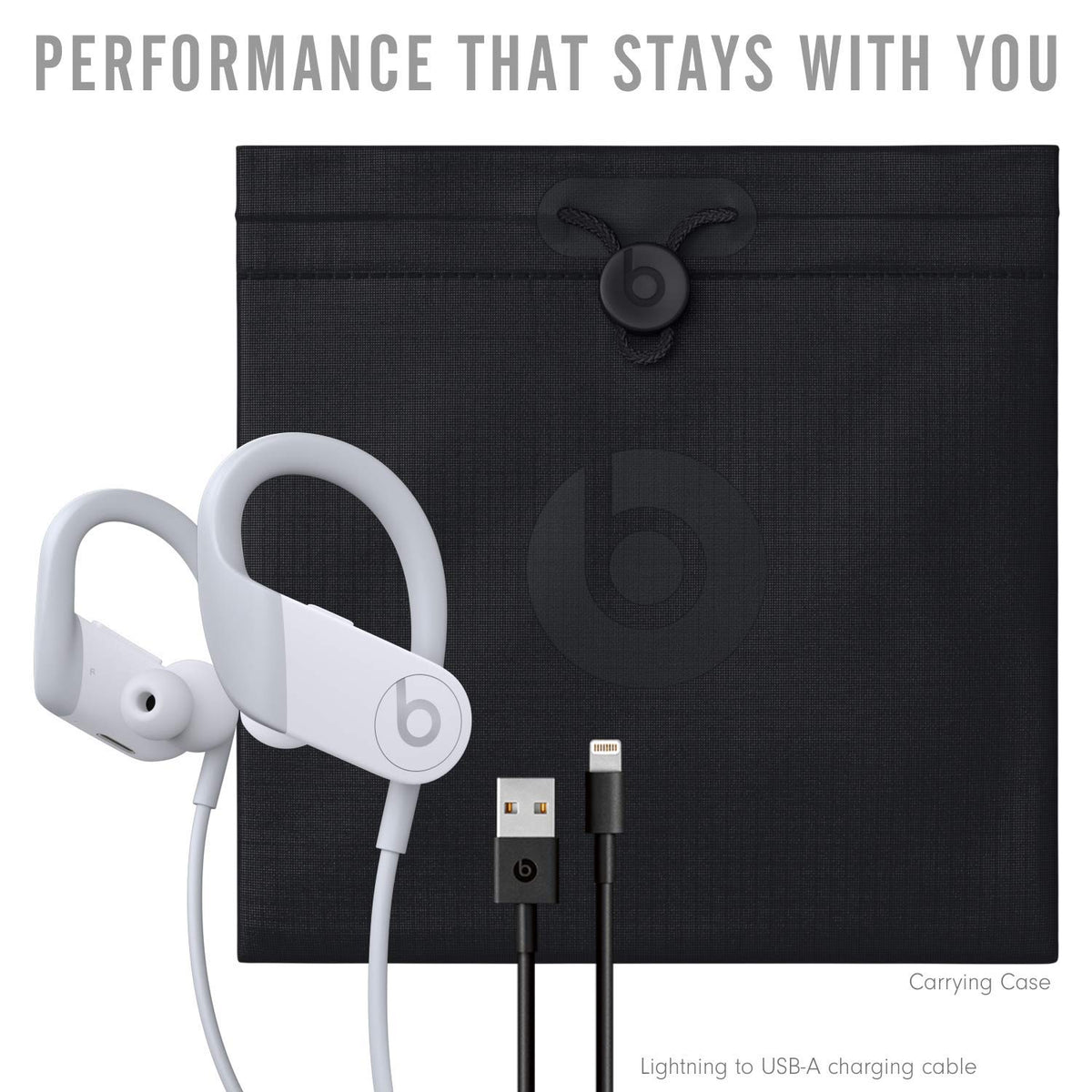 Beats Powerbeats white wireless pair designed for long stamina listening.