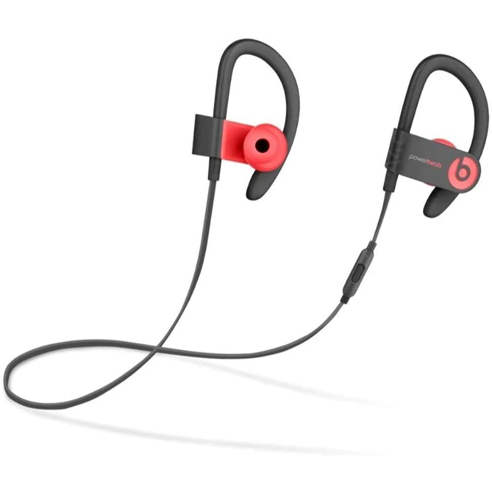 Beats Powerbeats3 Siren Red front view showing design and benefit of secure fit