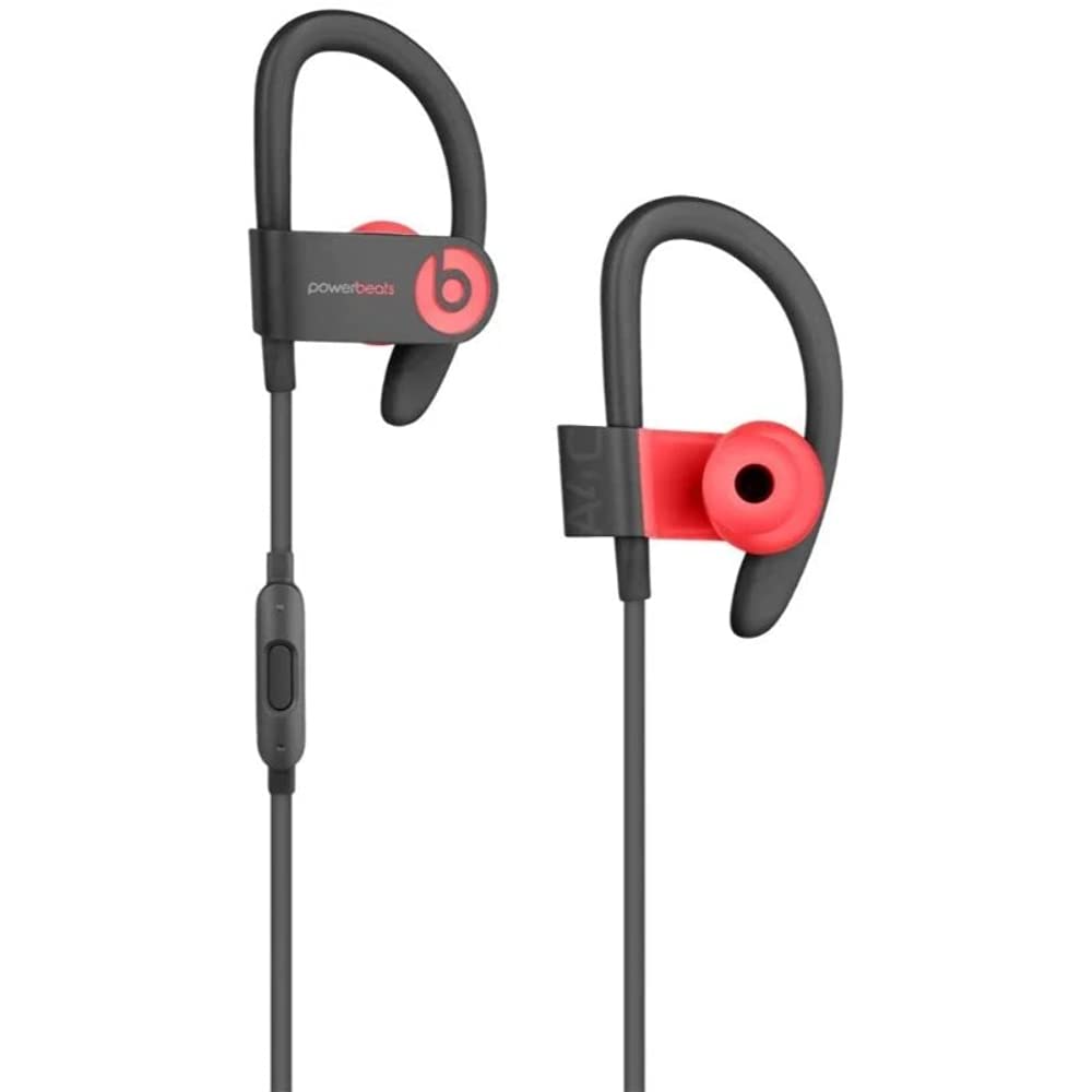 Beats Powerbeats3 Siren Red eartips and cable showing customizable fit benefit