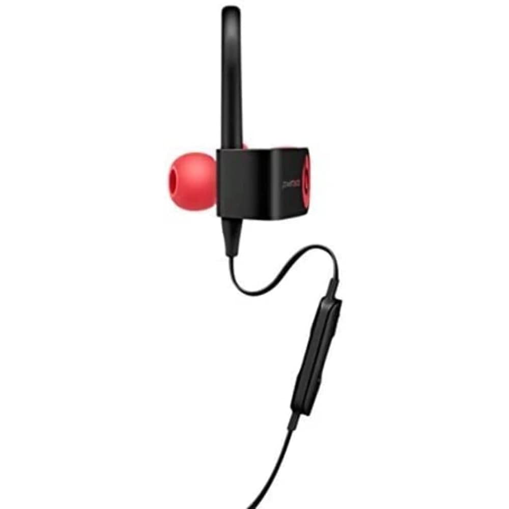 Beats Powerbeats3 Siren Red worn during running session demonstrating sweat resistance