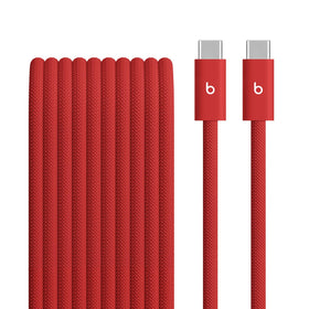 Beats rapid red cable front view showing braided design and durability benefit