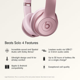 Beats Solo 4 up to 50 hours of battery life supports extended listening sessions.