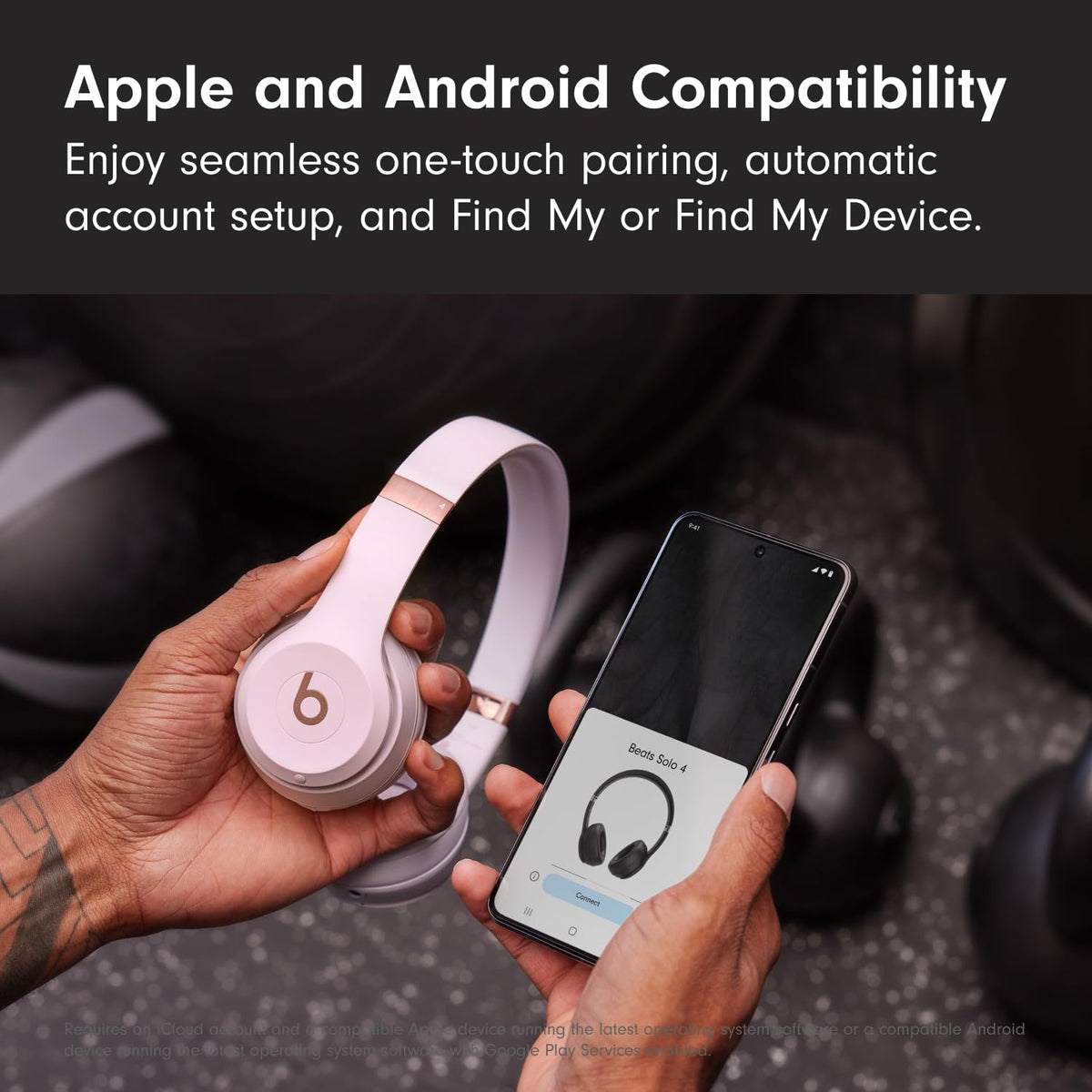 Beats Solo 4 Cloud Pink Bluetooth pairing scene for effortless wireless connection