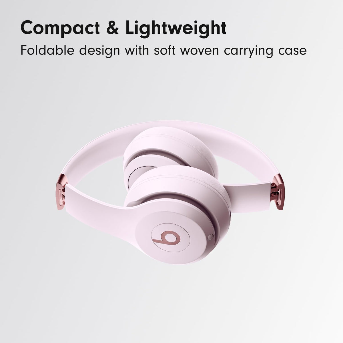 Beats Solo 4 Cloud Pink folded-compact mode for easy travel