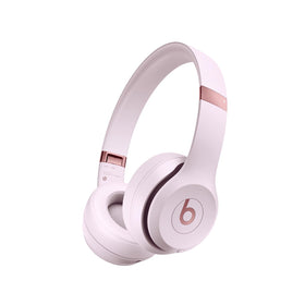 Beats Solo 4 Cloud Pink front view highlights stylish on-ear design for daily listening.