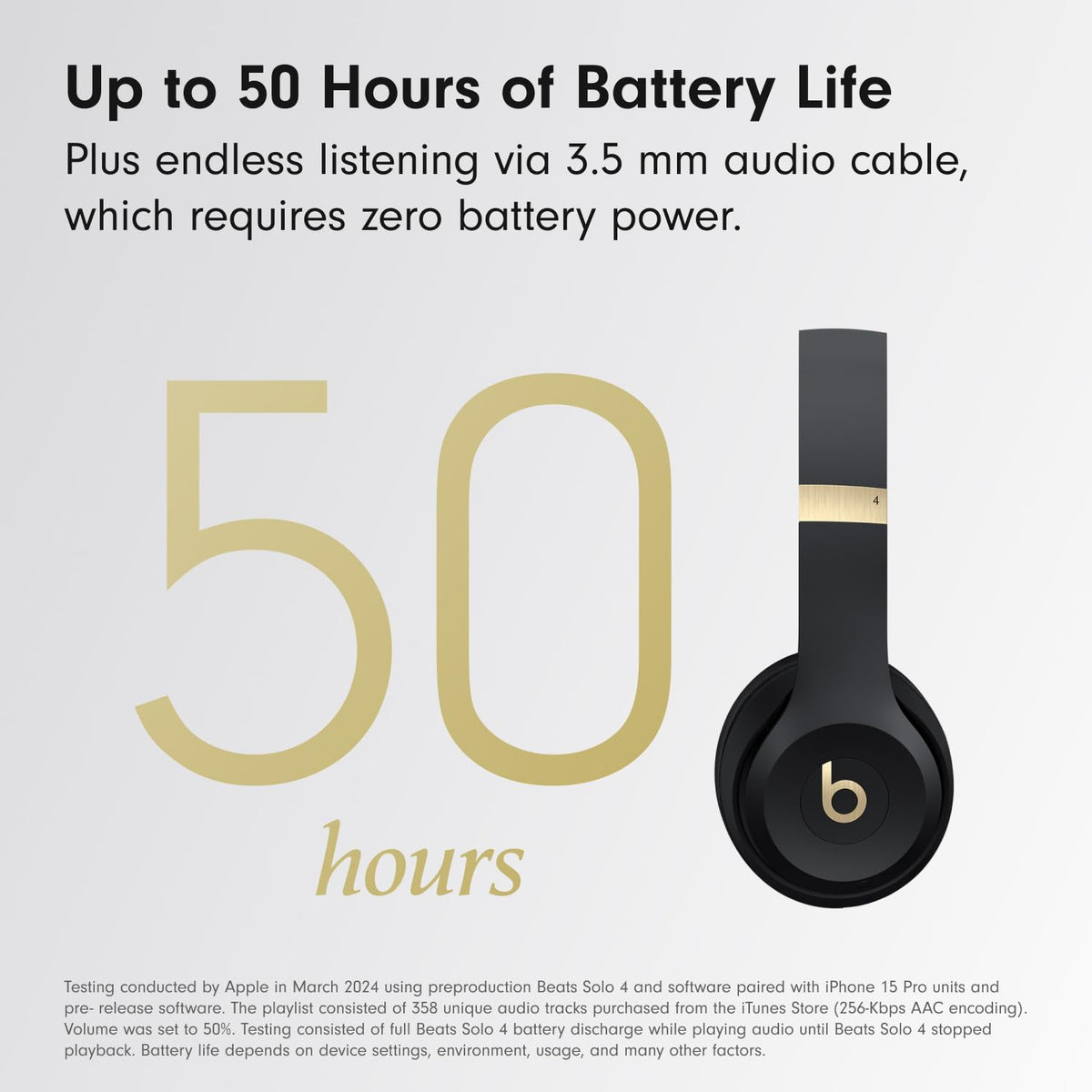 Beats Solo 4 in-use with smartphone showing one-touch pairing.