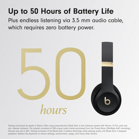 Beats Solo 4 in-use with smartphone showing one-touch pairing.