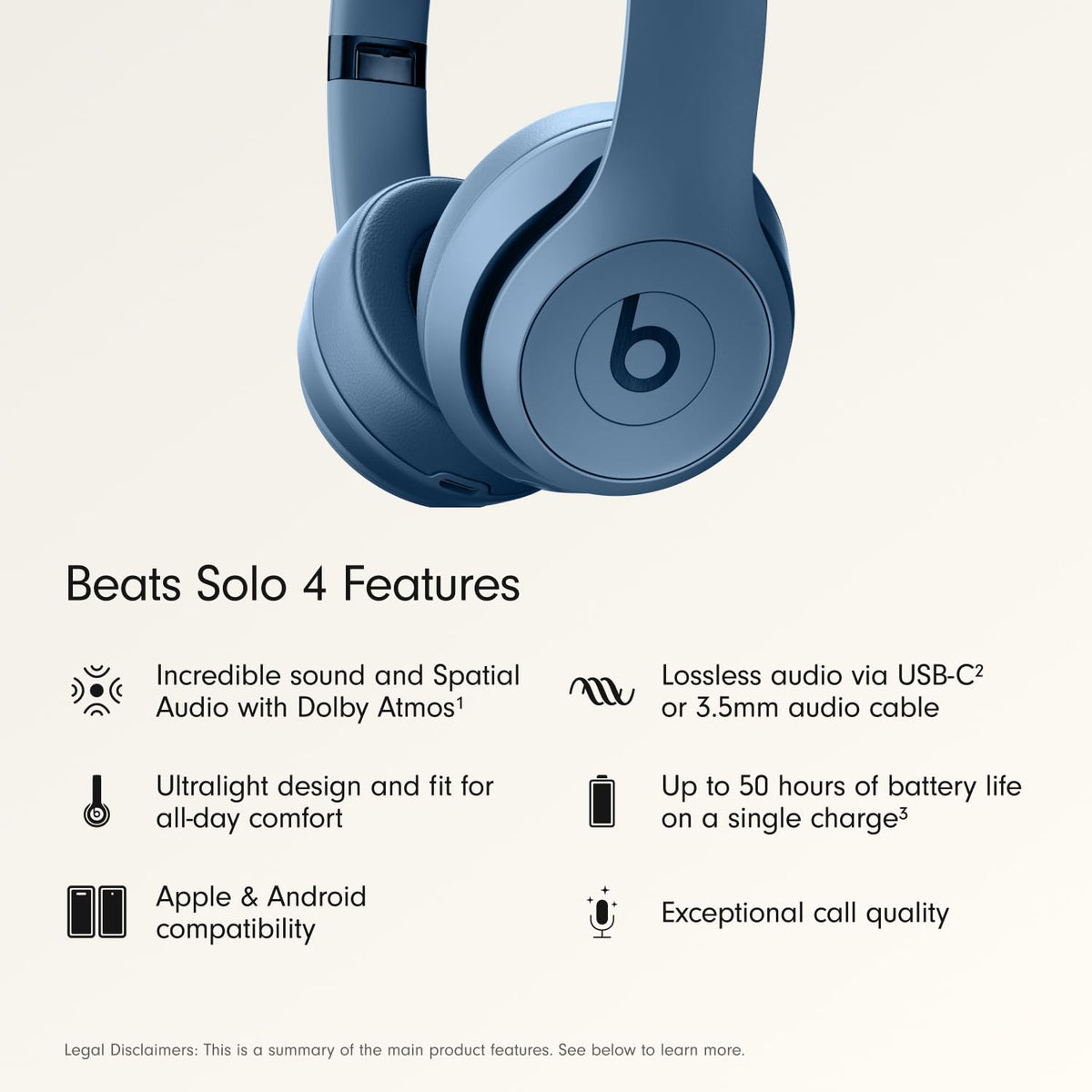 Beats Solo 4 ultralight design for easy, portable listening