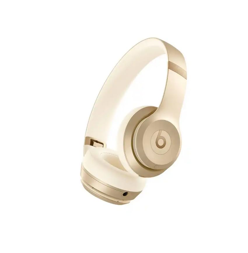 Beats Solo 4 wireless headphones in Metallic Gold offering all-day comfort and long battery life.