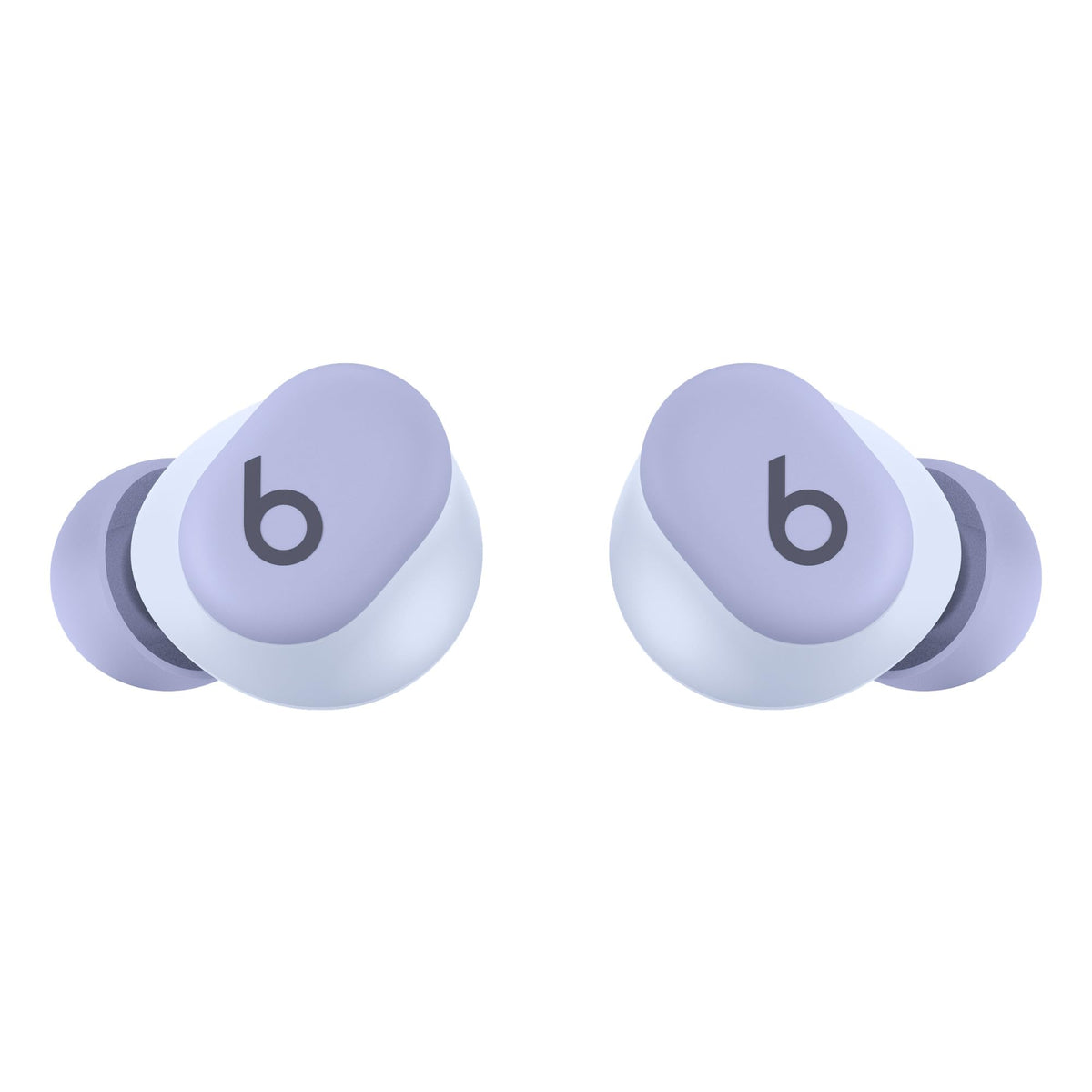 Beats Solo Buds Arctic Purple paired with Apple and Android devices.