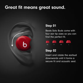 Beats Solo Buds earbuds in ear deliver detailed, balanced sound.