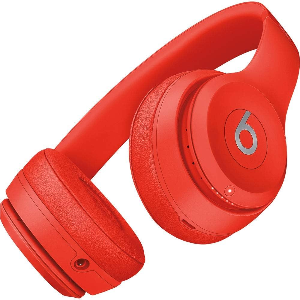 Beats Solo3 Citrus Red folded for compact travel and easy storage.