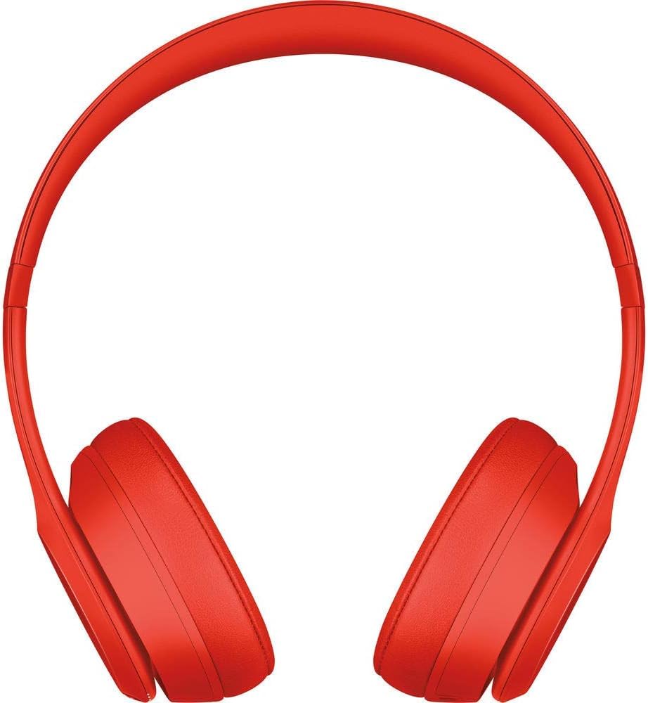 Beats Solo3 Citrus Red side view highlighting portable, fold-flat design for travel.
