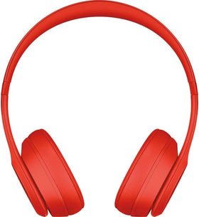 Beats Solo3 Citrus Red side view highlighting portable, fold-flat design for travel.