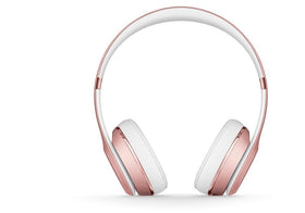 Beats Solo3 Rose Gold headphones side profile with slim, portable design.