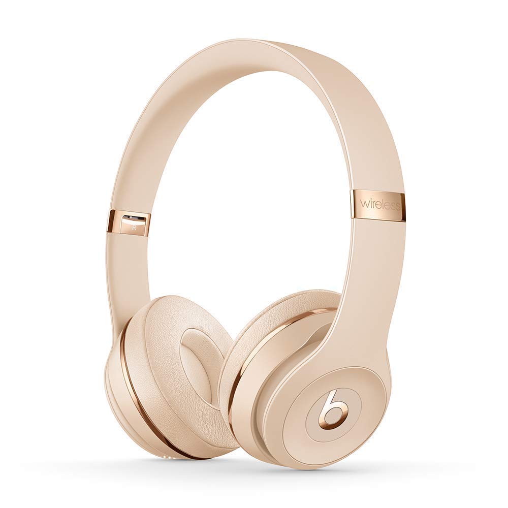 Beats Solo3 Satin Gold front view shows premium finish and design for daily listening