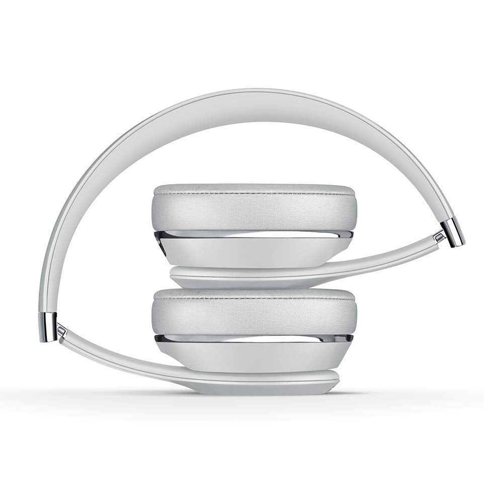 Beats Solo3 satin silver folded-compact design, ideal for travel.