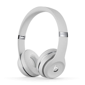 Beats Solo3 wireless headphones in satin silver on-ear cups for all-day comfort.