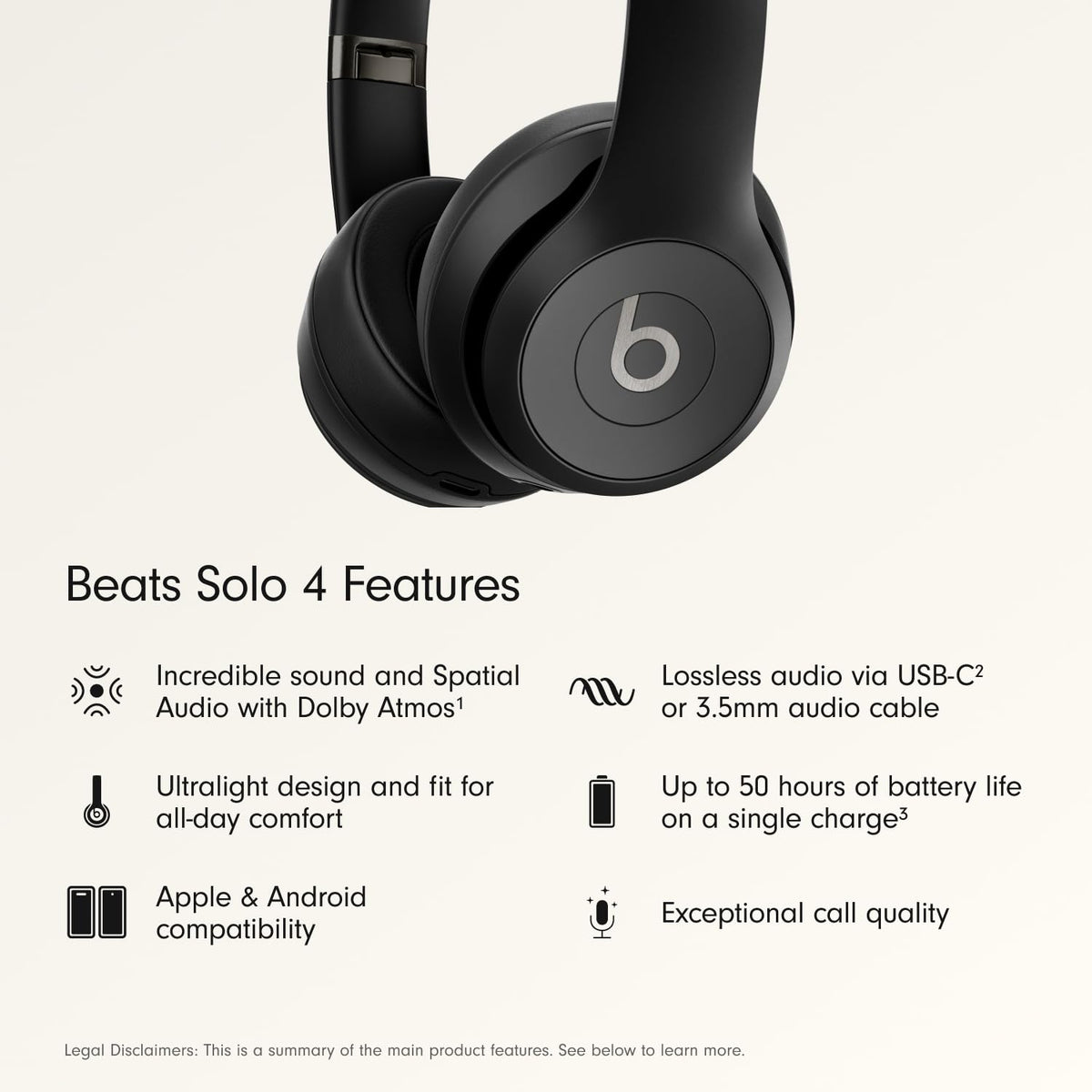 Beats Solo 4 battery indicator display for long listening sessions
