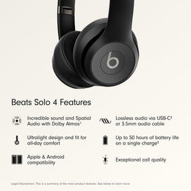 Beats Solo 4 battery indicator display for long listening sessions