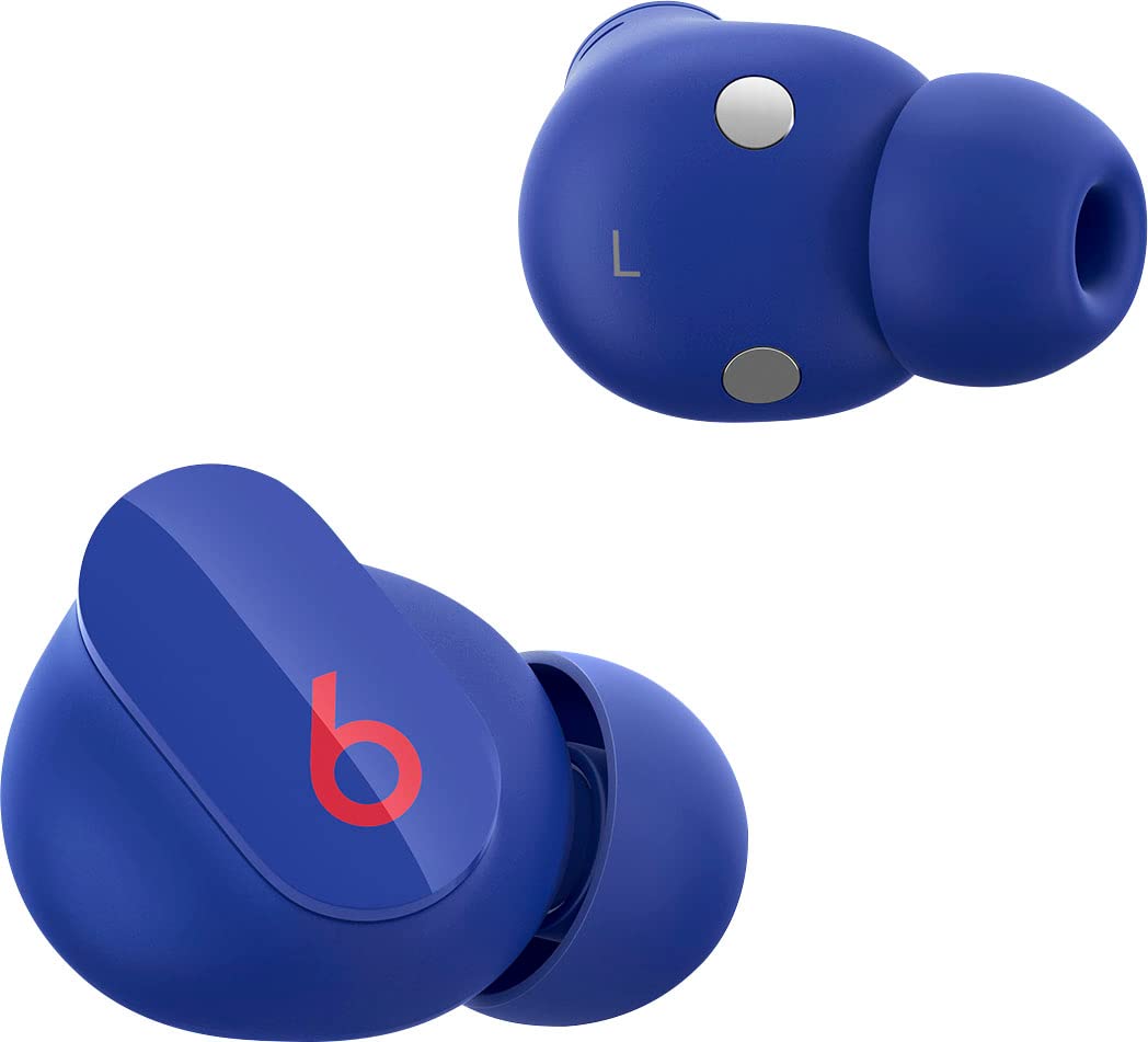 Beats Studio Buds Blue ear tips lined up for a comfortable seal