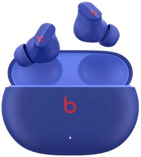Beats Studio Buds Blue renewed case shown for portable charging on the go