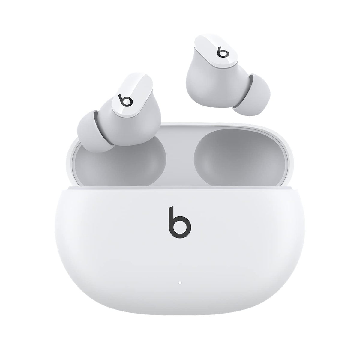 Beats Studio Buds case open, charging on the go for extended listening.