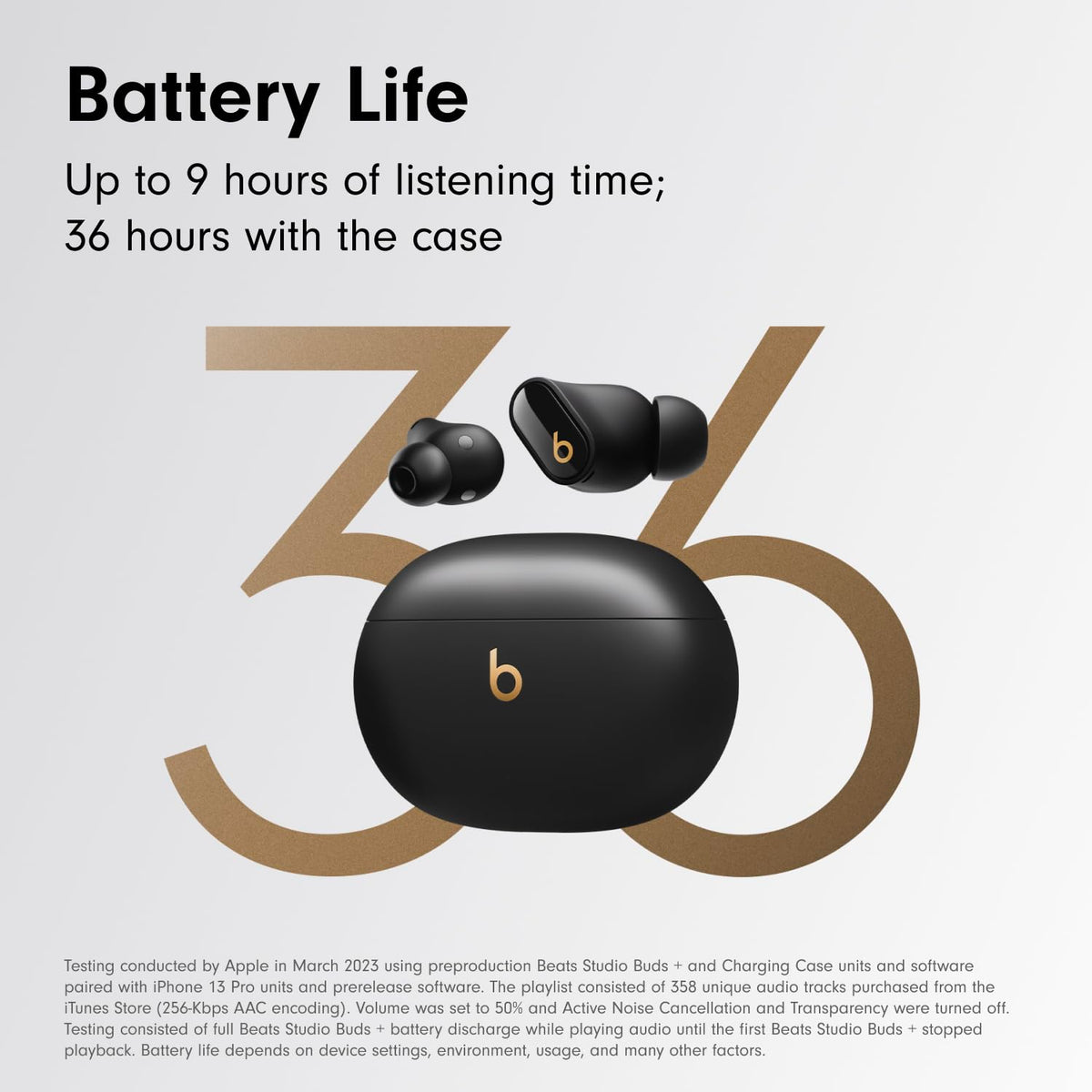 Beats Studio Buds+ active noise cancellation in action reducing background noise.
