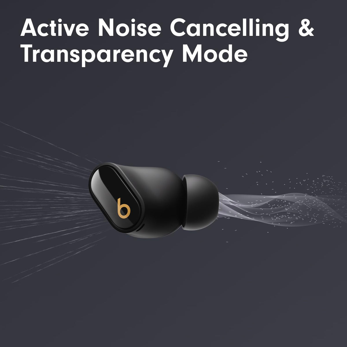 Beats Studio Buds+ ear tips displayed for a secure, comfortable fit.