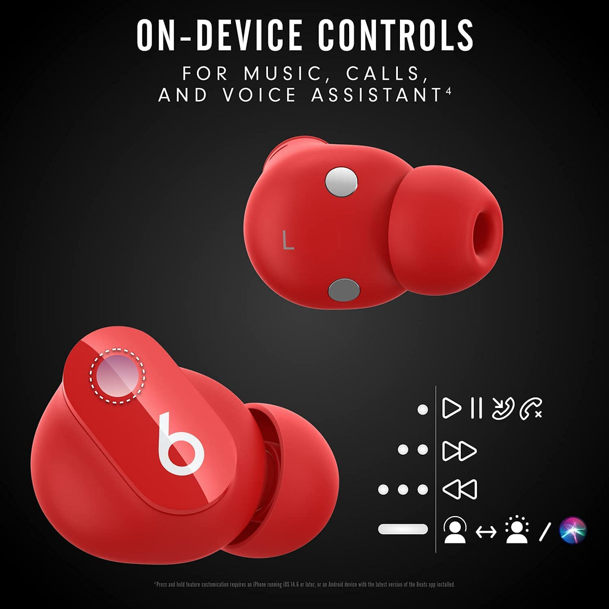 Beats Studio Buds Red Bluetooth symbol indicating reliable connectivity