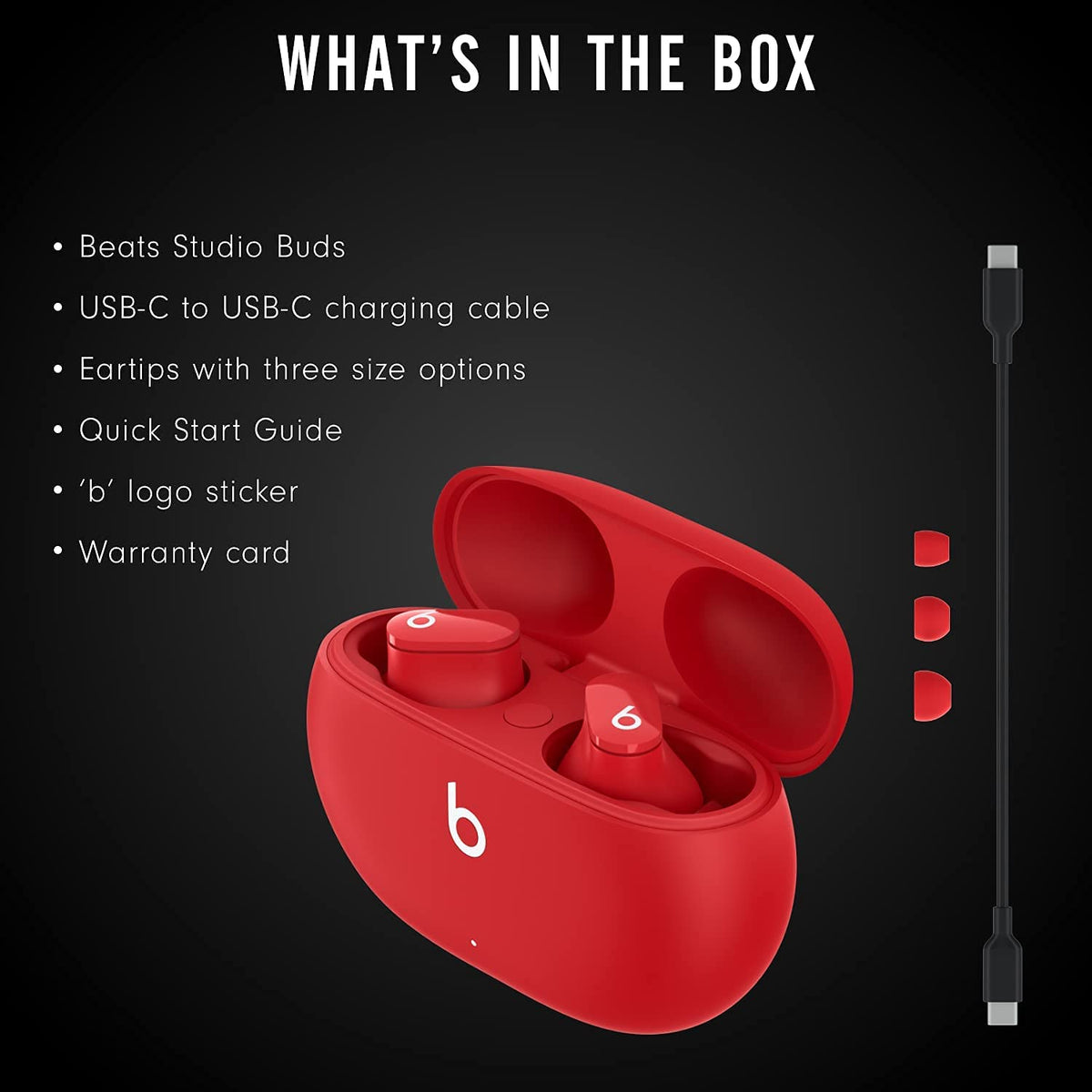 Beats Studio Buds Red packaging showing lifestyle appeal