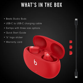 Beats Studio Buds Red packaging showing lifestyle appeal