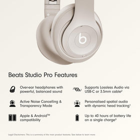 Beats Studio Pro ANC demonstrates quiet travel and focus.