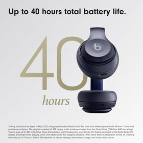 Beats Studio Pro in ANC mode blocking ambient noise for focused listening.