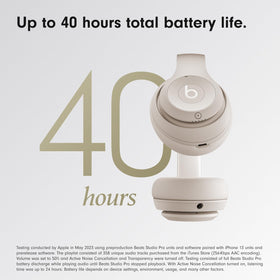 Beats Studio Pro shows up to 40-hour battery for long listening sessions.