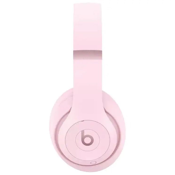 Beats Studio Pro matte pink, earcup close-up, premium sound customization through built-in profiles