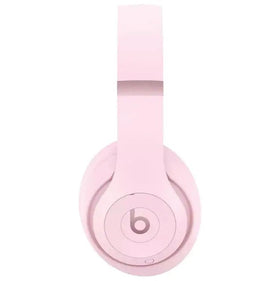 Beats Studio Pro matte pink, earcup close-up, premium sound customization through built-in profiles