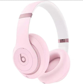 Beats Studio Pro matte pink headphones, front view, immersive sound with ANC