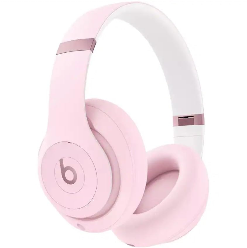 Beats Studio Pro matte pink headphones, front view, immersive sound with ANC