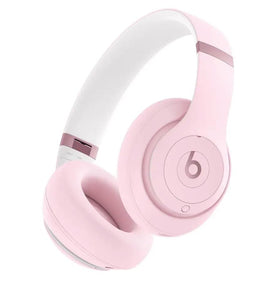 Beats Studio Pro matte pink headphones, side view, adaptive noise cancellation for focused listening