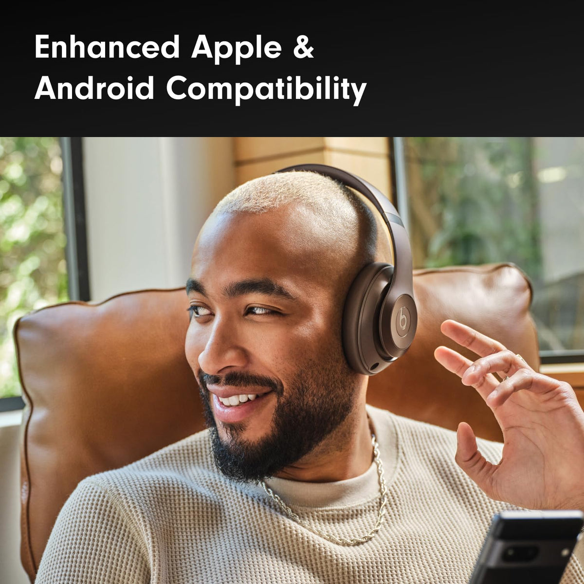 Beats Studio Pro renewed headphones with carry case on desk for easy storage
