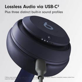 Beats Studio Pro Renewed Navy controls close-up for easy adjustments