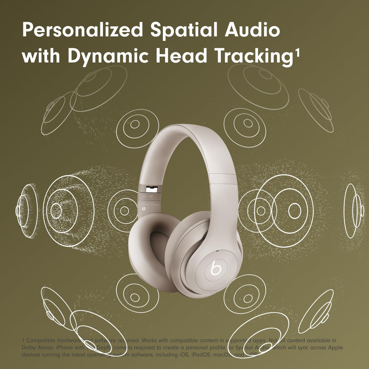 Beats Studio Pro Renewed Sandstone lifestyle scene for daily commuting and focus