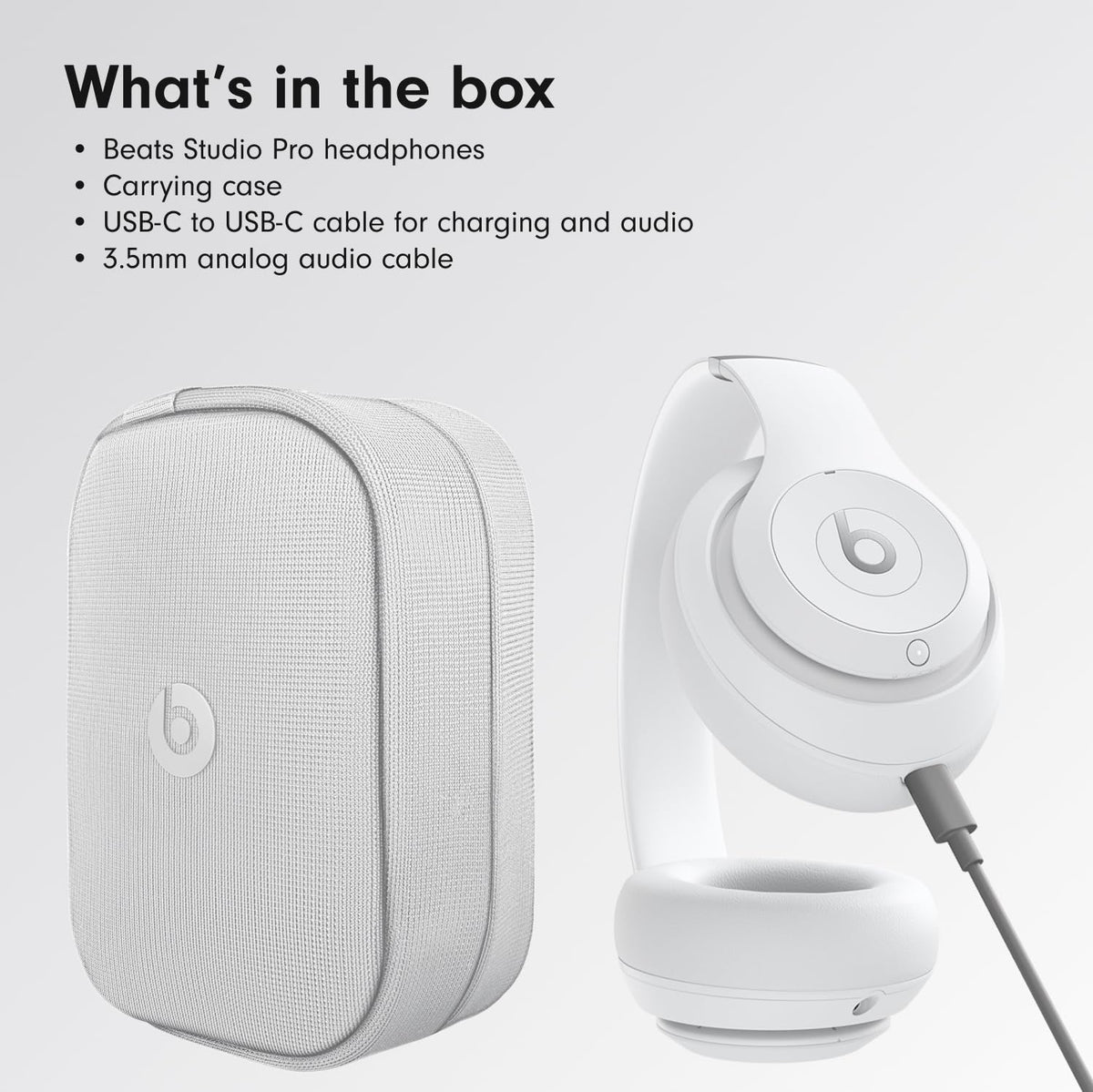 Beats Studio Pro travel case and accessories included for easy packing