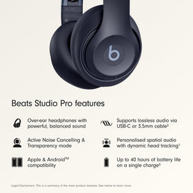 Close‑up of ultra plush cushions on Beats Studio Pro for all‑day wear.