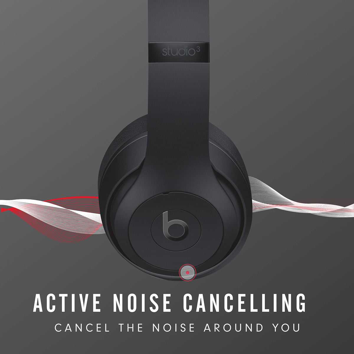 Beats Studio3 Matte Black logo detail signals premium build and durable construction