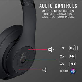 Beats Studio3 Matte Black NC controls close-up highlights noise cancellation controls