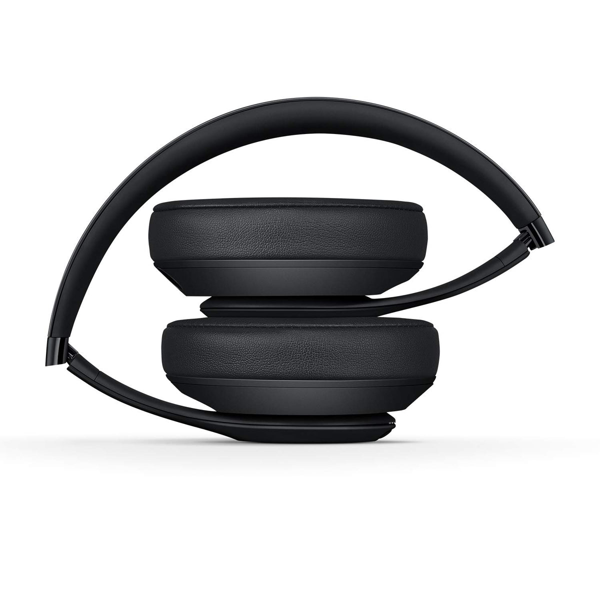 Beats Studio3 Matte Black side view shows compact, foldable design ideal for travel
